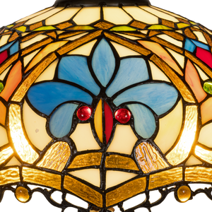 Tiffany tafellamp – Ø 39.5 × H 58 cm – Kleurrijk Krulmotief (Art. 7049)