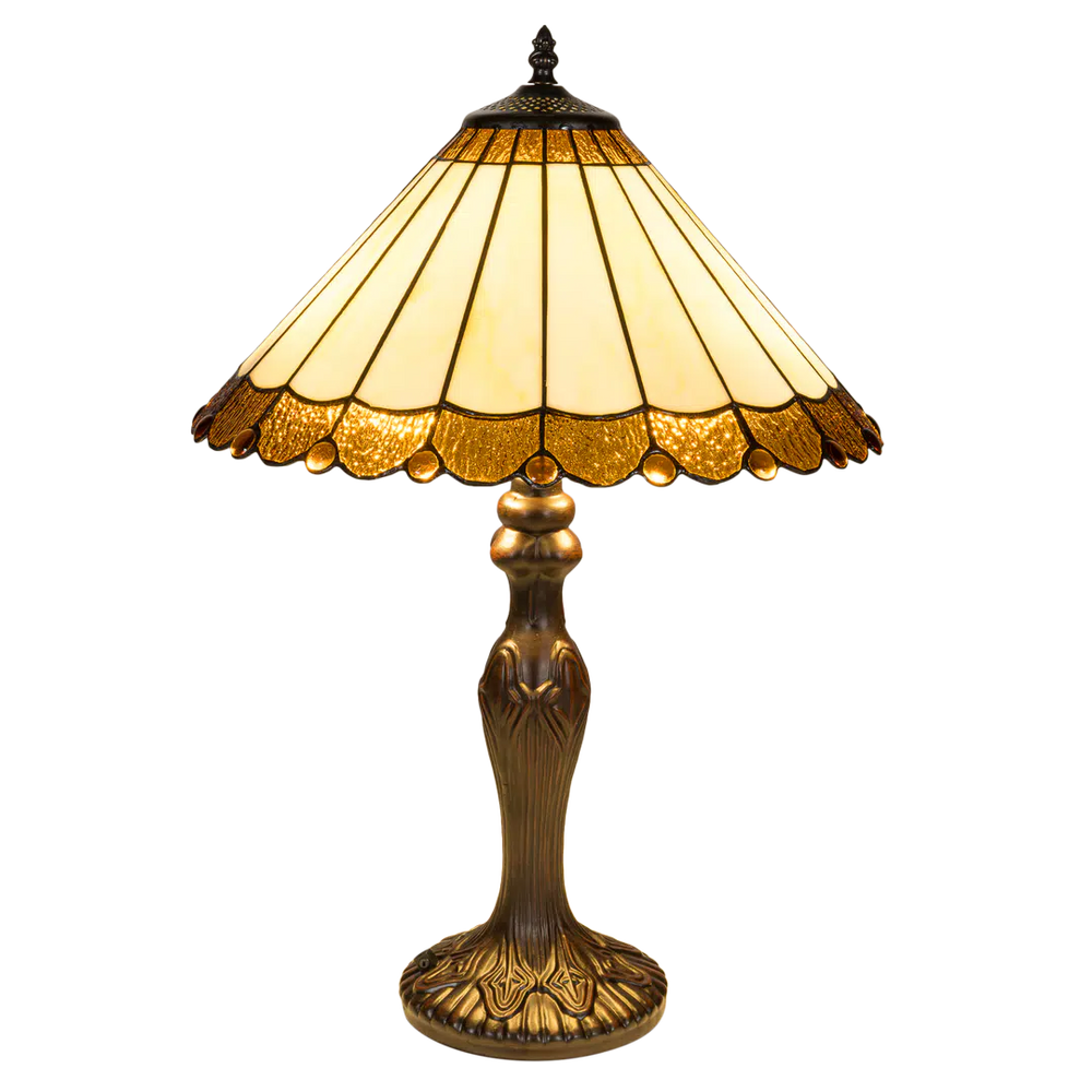 Tiffany tafellamp – Klassiek Paneelontwerp & Geschulpte Rand – Ø 40 × H 59 cm (Art. 7050)