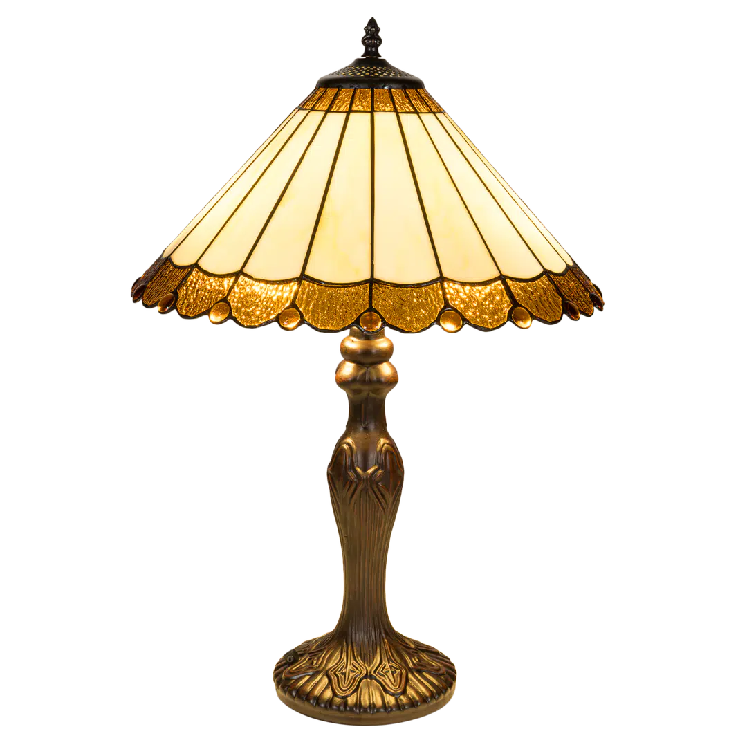 Tiffany tafellamp – Klassiek Paneelontwerp & Geschulpte Rand – Ø 40 × H 59 cm (Art. 7050)