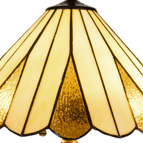 Tiffany tafellamp – Crème & Amber Symmetrisch – Ø 39,5 × H 59 cm (Art. 7052)