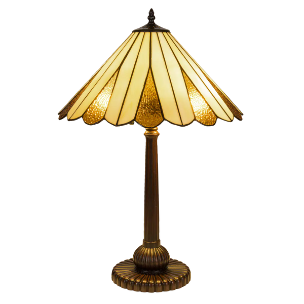Tiffany tafellamp – Crème & Amber Symmetrisch – Ø 39,5 × H 59 cm (Art. 7052)