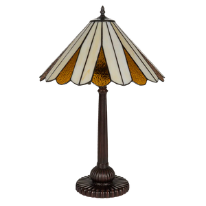 Tiffany tafellamp – Crème & Amber Symmetrisch – Ø 39,5 × H 59 cm (Art. 7052)