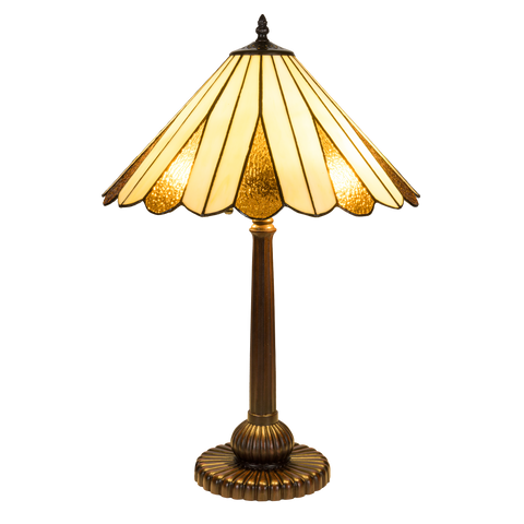 Tiffany tafellamp – Crème & Amber Symmetrisch – Ø 39,5 × H 59 cm (Art. 7052)