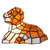 Roruvera Tiffany hondenlamp van glas in lood in oranje-, crème- en wittinten, brandend