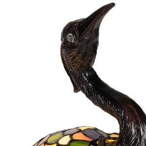 Tiffany reiger tafellamp – glas-in-lood in amber, crème & blauw – H 53 cm (7060)