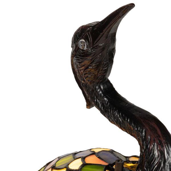 Tiffany reiger tafellamp – glas-in-lood in amber, crème & blauw – H 53 cm (7060)