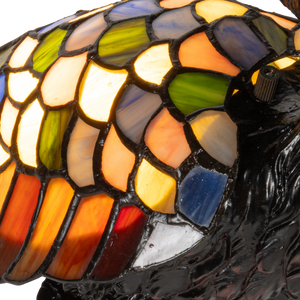 Tiffany reiger tafellamp – glas-in-lood in amber, crème & blauw – H 53 cm (7060)