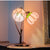 Tiffany Tischlampe mit zwei Blütenknospen – Lachsrosa & Grün – H 40 cm (Art. 7072)