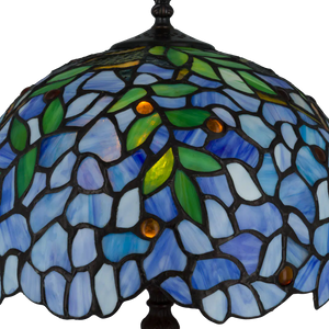 Tiffany tafellamp Blauwe Ranken – Blauw & Groen – H 46 cm (Art. 7074)