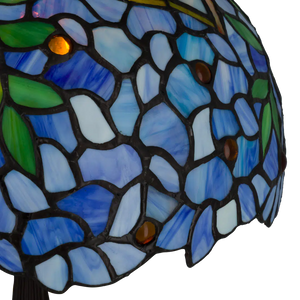 Tiffany tafellamp Blauwe Ranken – Blauw & Groen – H 46 cm (Art. 7074)