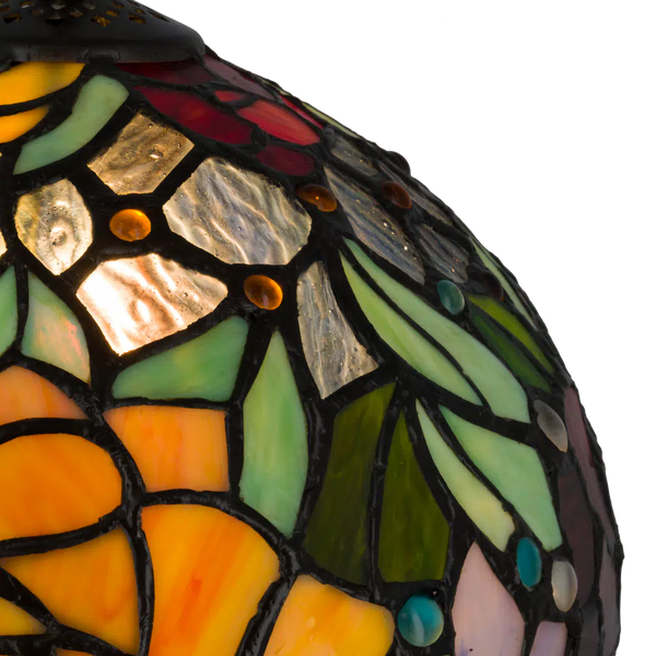 Tiffany tafellamp Rozen - Geel, Oranje & Groen – H 39,5 cm (Art. 7076)