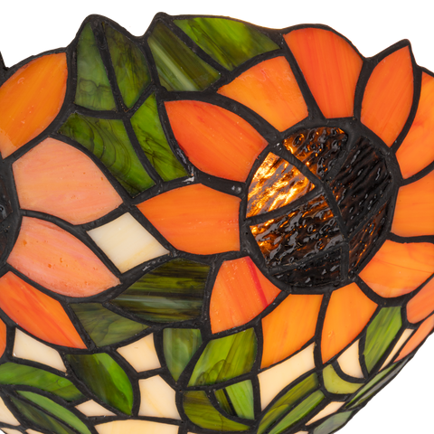 Tiffany wandlamp – Zonnebloemen – B 25 × H 15,5 cm (Art. 7709)