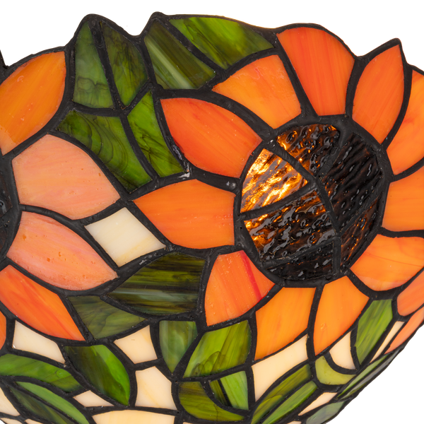 Tiffany wandlamp – Zonnebloemen – B 25 × H 15,5 cm (Art. 7709)