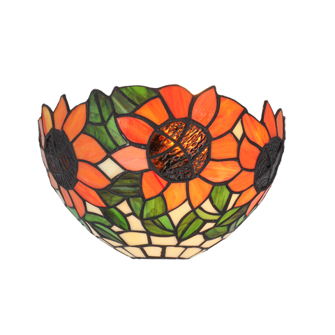 Tiffany wandlamp – Zonnebloemen – B 25 × H 15,5 cm (Art. 7709)