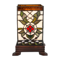 Tiffany kubus tafellamp – Geometrisch ontwerp – L 16,5 × B 16,5 × H 21 cm (Art. 7151)