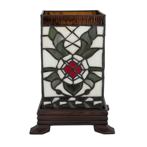 Tiffany kubus tafellamp – Geometrisch ontwerp – L 16,5 × B 16,5 × H 21 cm (Art. 7151)