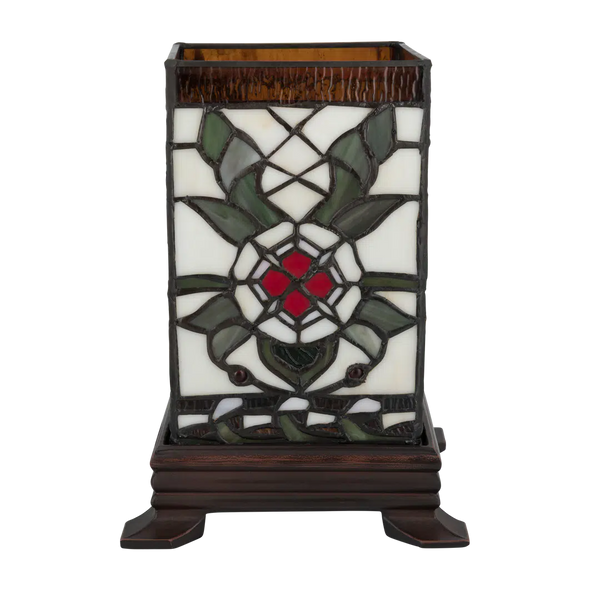 Tiffany kubus tafellamp – Geometrisch ontwerp – L 16,5 × B 16,5 × H 21 cm (Art. 7151)