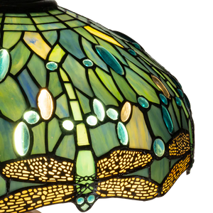 Tiffany vloerlamp – Libelle Blauwtinten & Groentinten – Ø 40 × H 165 cm (Art. 7250)