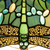 Detail Tiffany vloerlamp libellen van glas in lood in blauw-, groen- en turquoisetinten