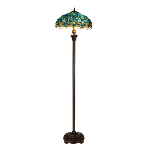 Tiffany floor lamp Dragonfly – Tranquil Blue & Green – H 165 cm – (Art. 7250)