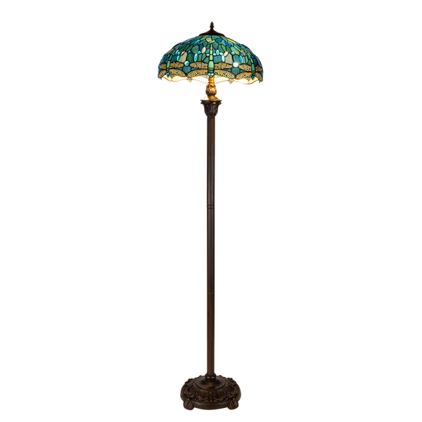 Tiffany floor lamp Dragonfly – Tranquil Blue & Green – H 165 cm – (Art. 7250)