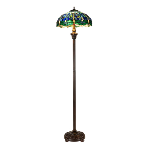 Tiffany vloerlamp – Libellen, Blauw & Groen – Ø 40 × H 165 cm (Art. 7251)