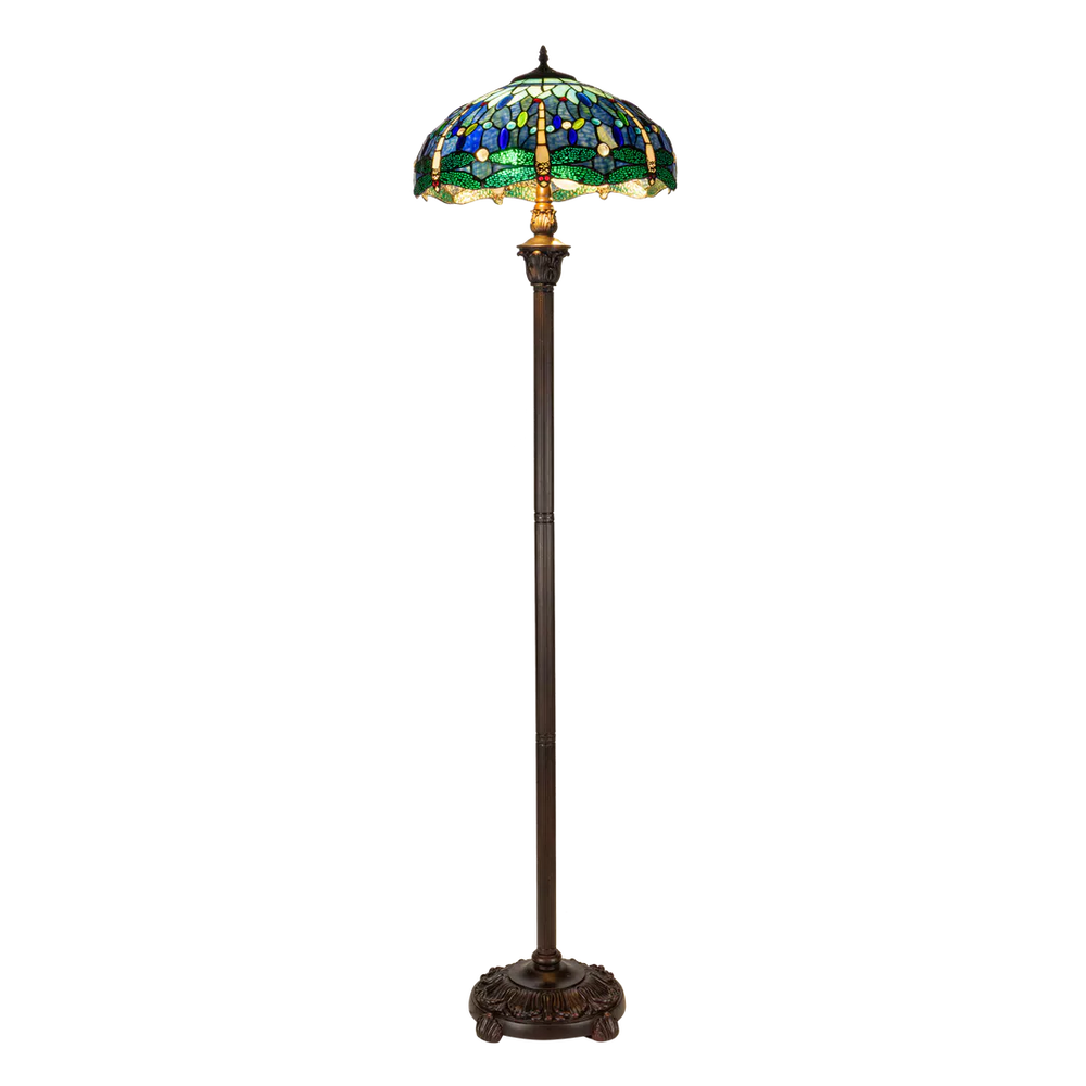 Tiffany vloerlamp – Libellen, Blauw & Groen – Ø 40 × H 165 cm (Art. 7251)