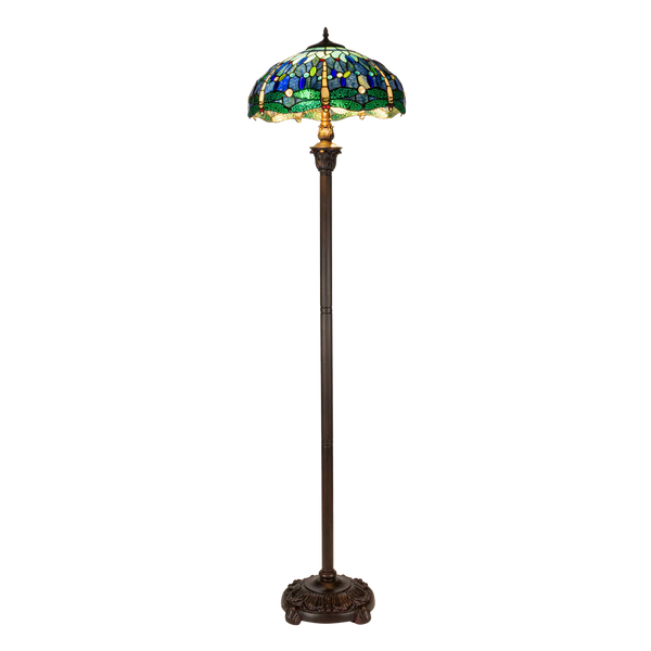 Tiffany vloerlamp – Libellen, Blauw & Groen – Ø 40 × H 165 cm (Art. 7251)