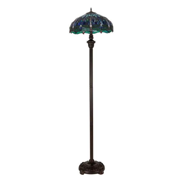 Tiffany vloerlamp – Libellen, Blauw & Groen – Ø 40 × H 165 cm (Art. 7251)