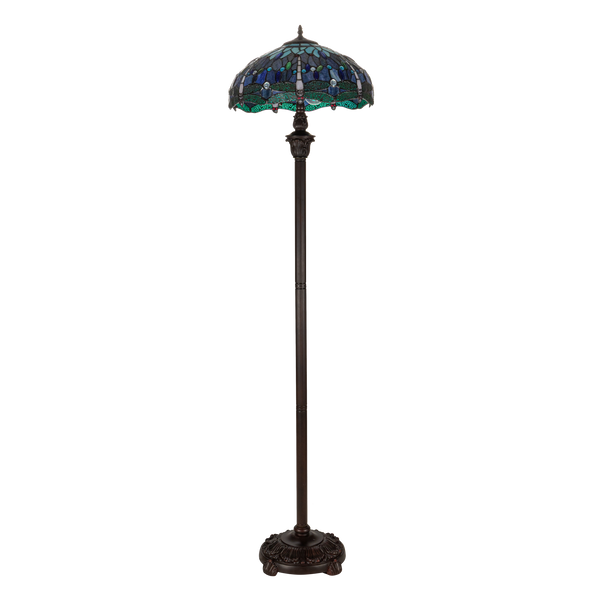 Tiffany vloerlamp – Libellen, Blauw & Groen – Ø 40 × H 165 cm (Art. 7251)