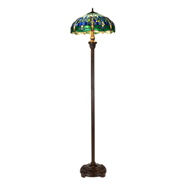 Tiffany vloerlamp – Libellen, Blauw & Groen – Ø 40 × H 165 cm (Art. 7251)