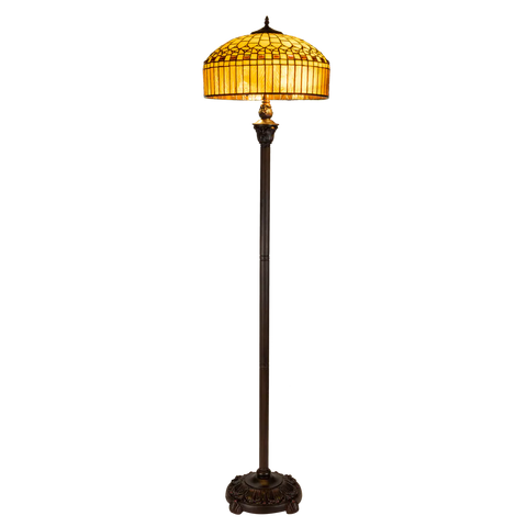 Tiffany vloerlamp – Geometrisch & Warm Amber – Ø 40 × H 165 cm (Art. 7252)