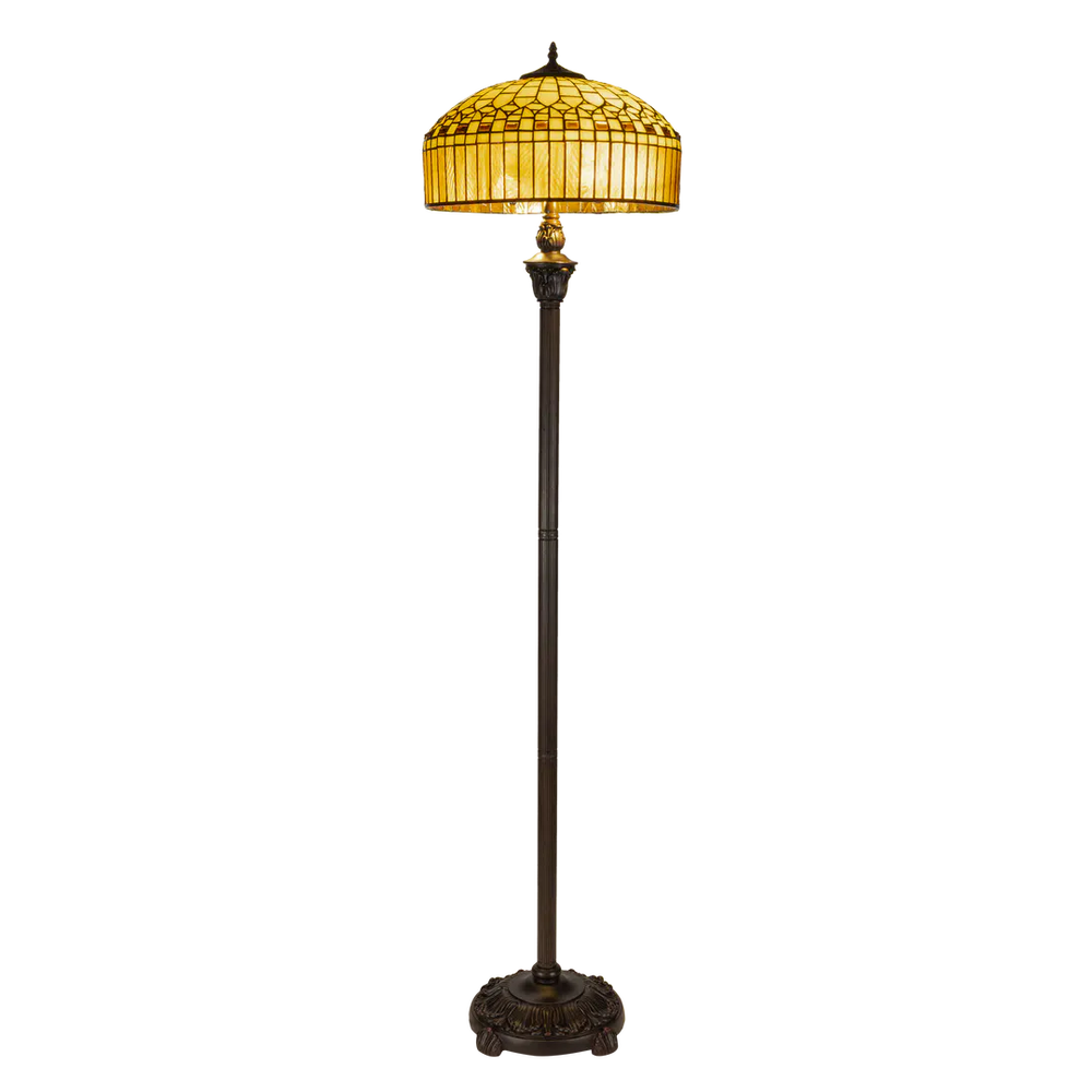 Tiffany vloerlamp – Geometrisch & Warm Amber – Ø 40 × H 165 cm (Art. 7252)