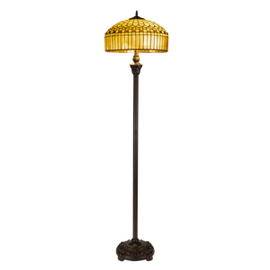 Tiffany vloerlamp – Geometrisch & Warm Amber – Ø 40 × H 165 cm (Art. 7252)