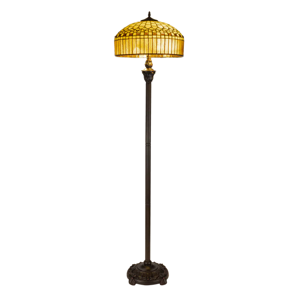 Tiffany vloerlamp – Geometrisch & Warm Amber – Ø 40 × H 165 cm (Art. 7252)