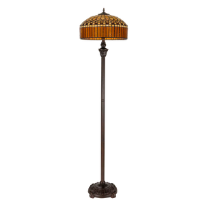 Tiffany vloerlamp – Geometrisch & Warm Amber – Ø 40 × H 165 cm (Art. 7252)