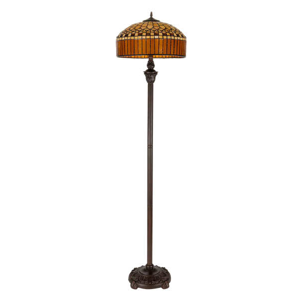 Tiffany vloerlamp – Geometrisch & Warm Amber – Ø 40 × H 165 cm (Art. 7252)