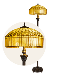 Tiffany vloerlamp – Geometrisch & Warm Amber – Ø 40 × H 165 cm (Art. 7252)