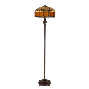 Tiffany vloerlamp – Geometrisch & Warm Amber – Ø 40 × H 165 cm (Art. 7252)