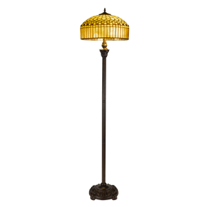 Tiffany vloerlamp – Geometrisch & Warm Amber – Ø 40 × H 165 cm (Art. 7252)