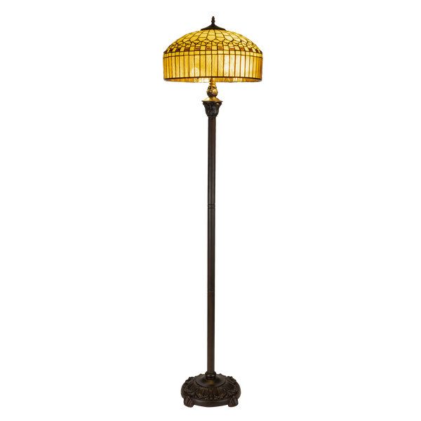 Tiffany vloerlamp – Geometrisch & Warm Amber – Ø 40 × H 165 cm (Art. 7252)