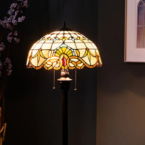 Tiffany floor lamp – Fan shapes & Warm colors – Ø 40 × H 165 cm (Art. 7253)