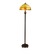 Grote Roruvera Tiffany vloerlamp art nouveau met sierpatroon van glas in lood in geel-, groen- en ambertinten, brandend