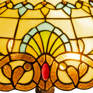 Tiffany vloerlamp – Waaiervormen & Warme Kleuren – Ø 40 × H 165 cm (Art. 7253)