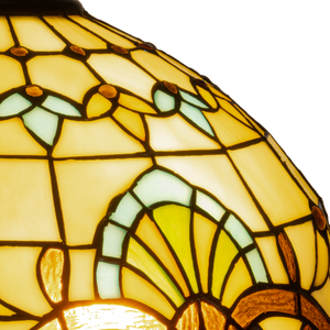 Tiffany vloerlamp – Waaiervormen & Warme Kleuren – Ø 40 × H 165 cm (Art. 7253)