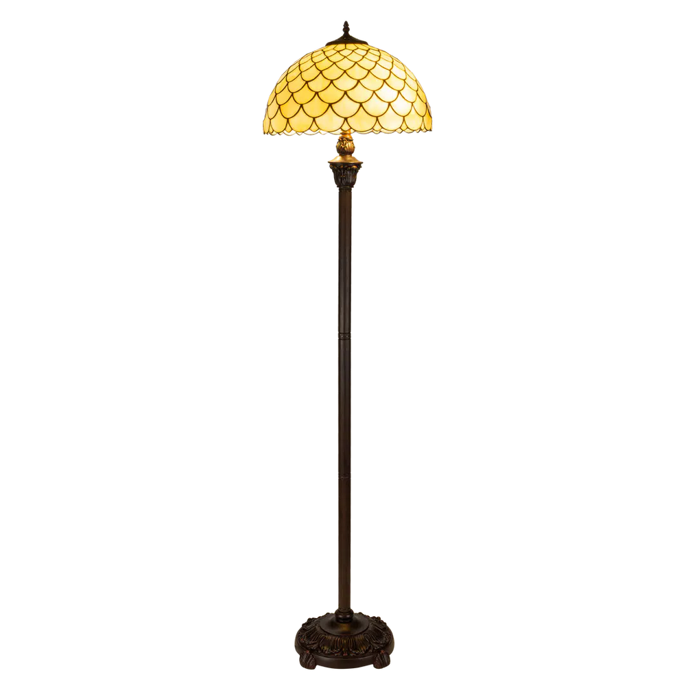 Tiffany vloerlamp – Overlappend Segmentpatroon – Ø 40 × H 165 cm (Art. 7255)