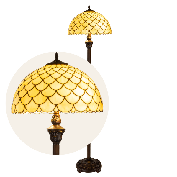 Tiffany vloerlamp – Overlappend Segmentpatroon – Ø 40 × H 165 cm (Art. 7255)