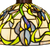 Tiffany vloerlamp Blauwe Bloemen met Gebogen Arm – Crèmegeel, Blauw & Groen – H 177 cm (Art. 7256)