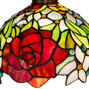 Tiffany Stehleuchte mit Rosen – Rot, Gelb & Grün – H 177 cm (Art. 7257)