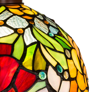 Tiffany Stehleuchte mit Rosen – Rot, Gelb & Grün – H 177 cm (Art. 7257)